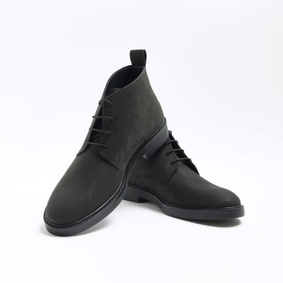 Black lace up chukka boots River Island