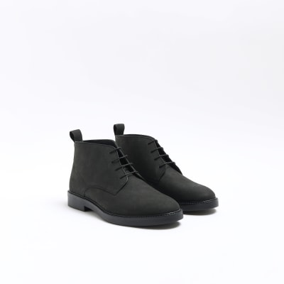 Black lace up chukka boots River Island