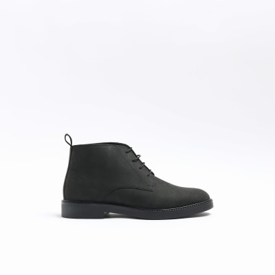 Black lace up chukka boots River Island