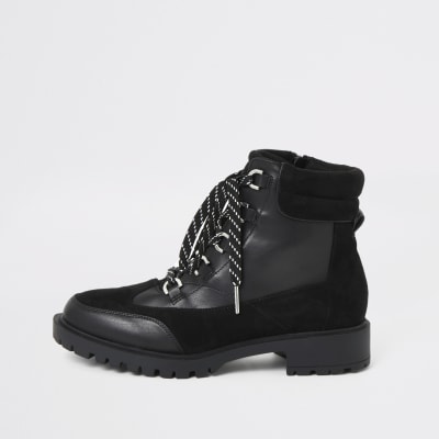 chunky black hiker boots