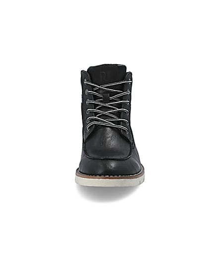 360 degree animation of product Black lace-up contrast sole boot frame-0