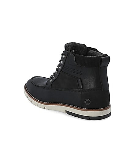 360 degree animation of product Black lace-up contrast sole boot frame-9