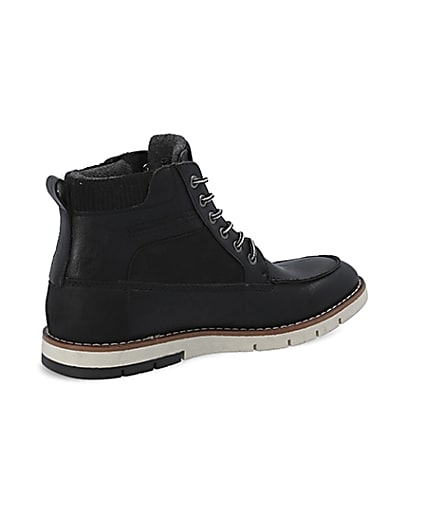 360 degree animation of product Black lace-up contrast sole boot frame-16