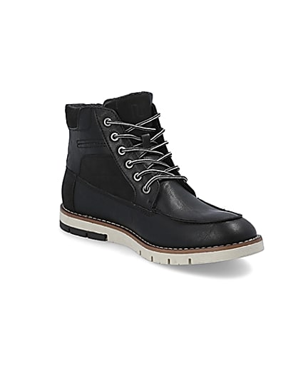 360 degree animation of product Black lace-up contrast sole boot frame-21