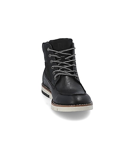 360 degree animation of product Black lace-up contrast sole boot frame-23