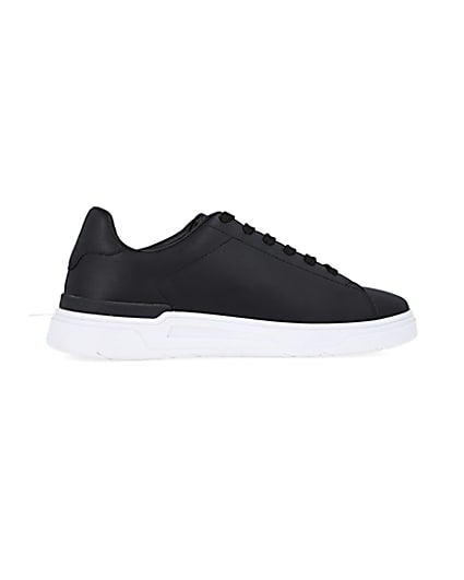 360 degree animation of product Black lace up cupsole trainers frame-14