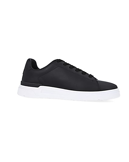 360 degree animation of product Black lace up cupsole trainers frame-16