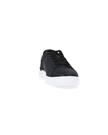 360 degree animation of product Black lace up cupsole trainers frame-20