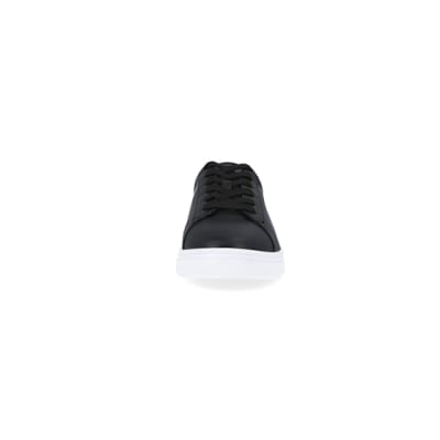 360 degree animation of product Black lace up cupsole trainers frame-21