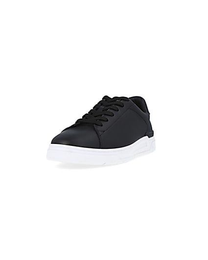 360 degree animation of product Black lace up cupsole trainers frame-23