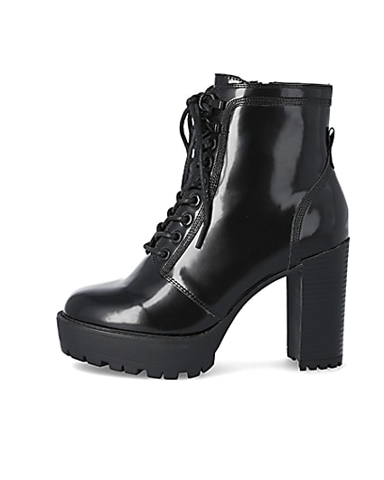 360 degree animation of product Black lace-up high heeled ankle boots frame-3