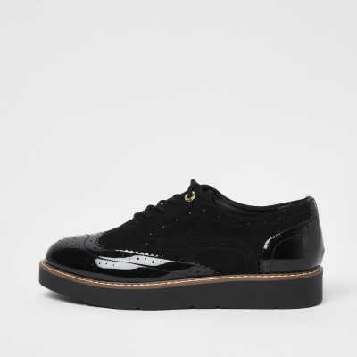 black suedette lace up brogues