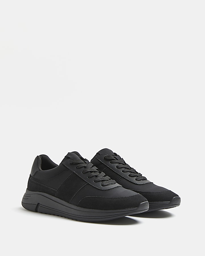 Black lace up runner trainers