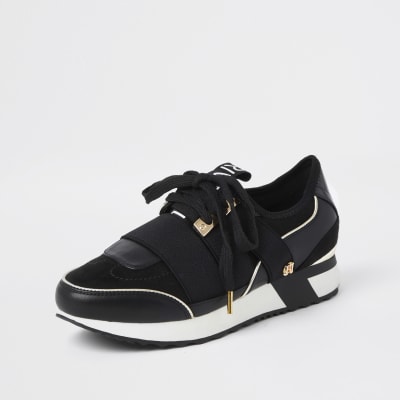 river island black and gold trainers