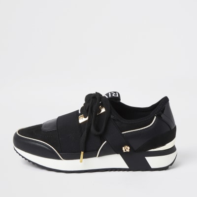 river island black slip on shoes