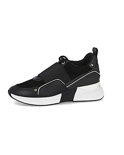 360 degree animation of product Black lace up slip on trainers frame-2