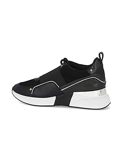 360 degree animation of product Black lace up slip on trainers frame-4