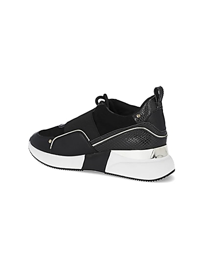 360 degree animation of product Black lace up slip on trainers frame-5