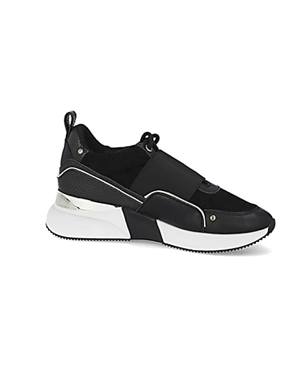 360 degree animation of product Black lace up slip on trainers frame-16