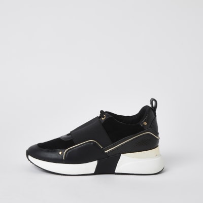 plain black slip on trainers
