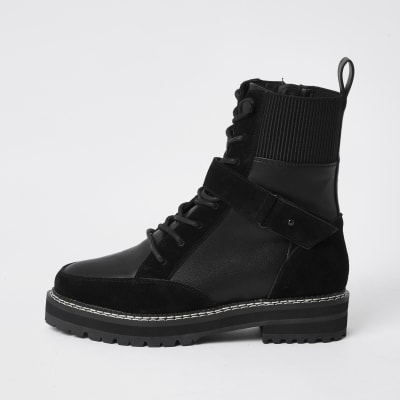 black suede lace boots