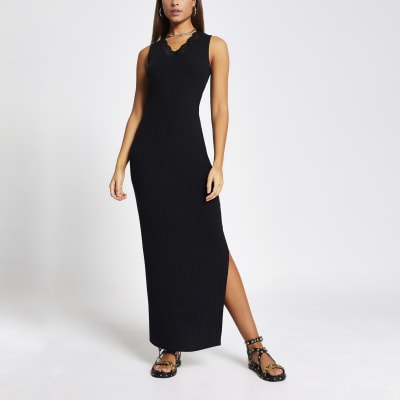 river island maxi dress in black lace