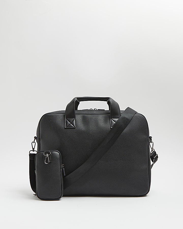 Black laptop bag with pouch