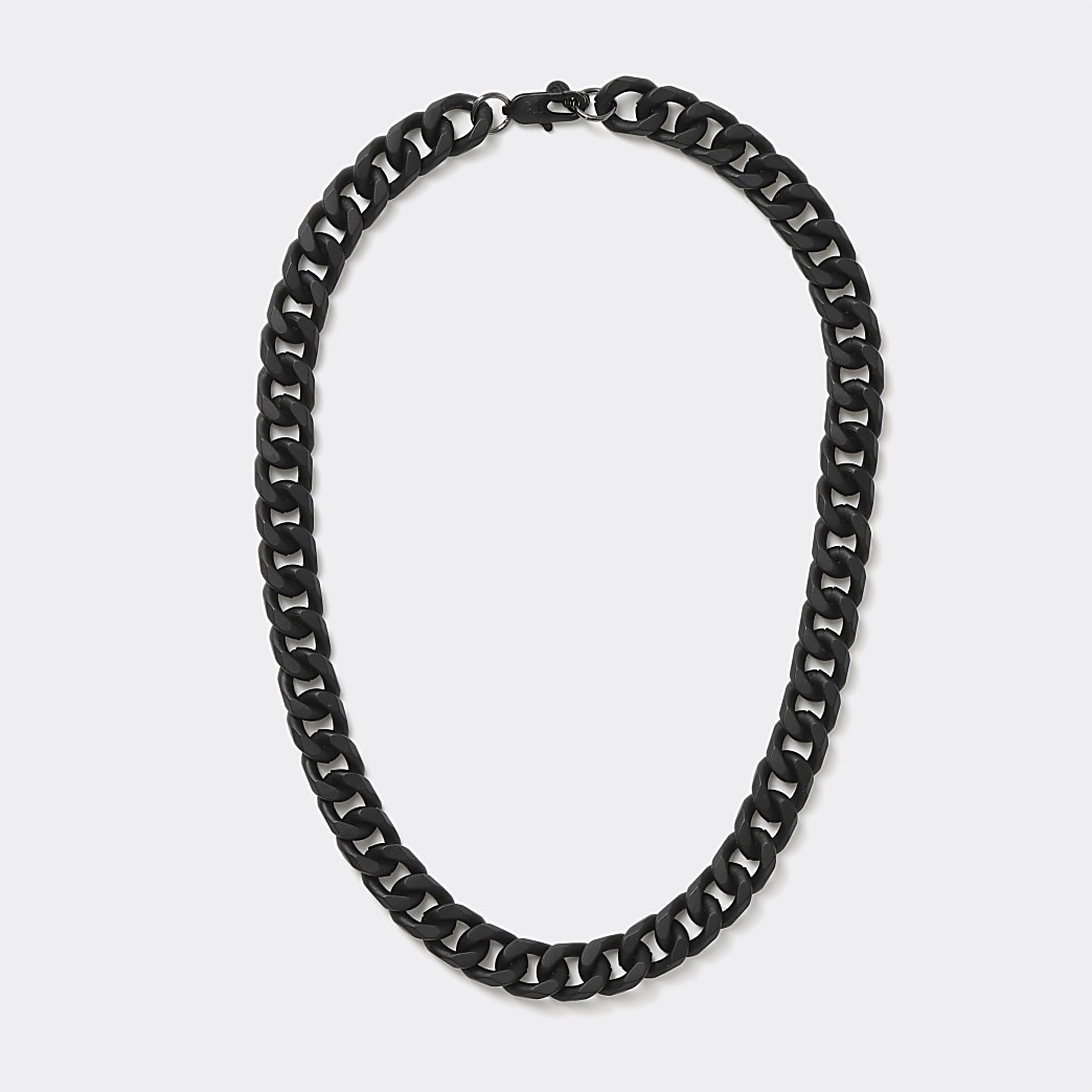Black large chain necklace | River Island