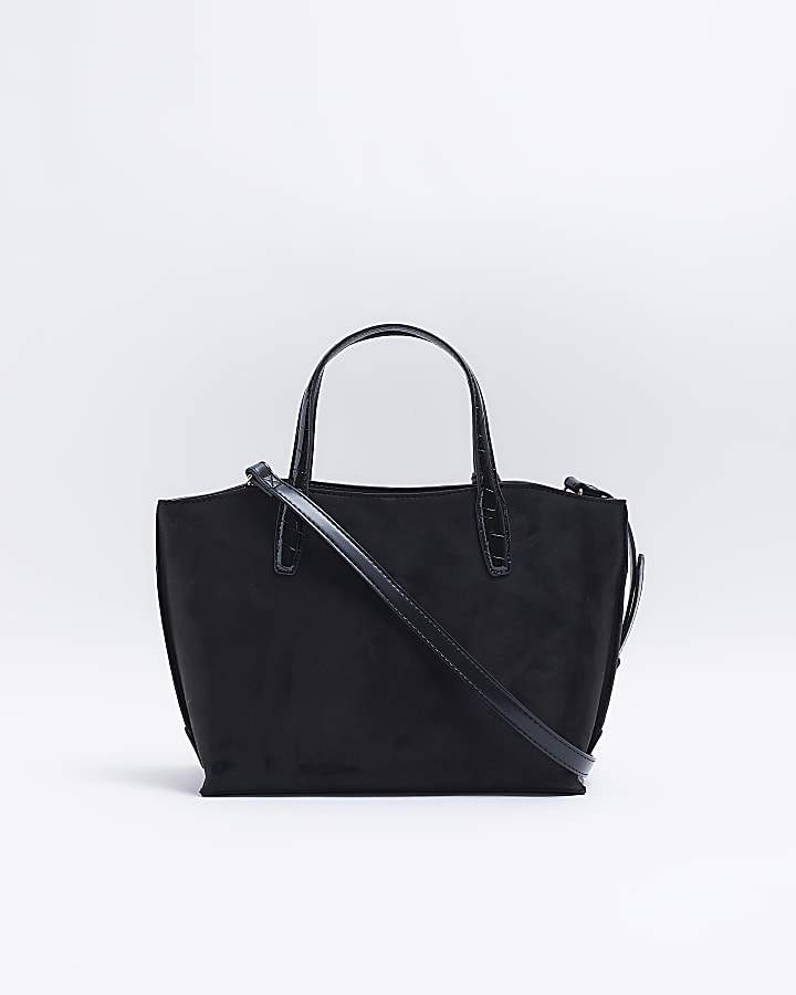 Black large embossed tote bag