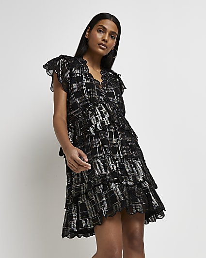 Black layered mini dress