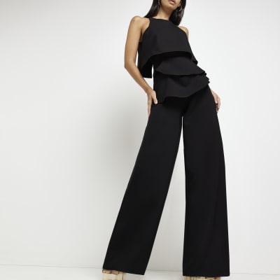 Black layered sleeveless jumpsuit River Island