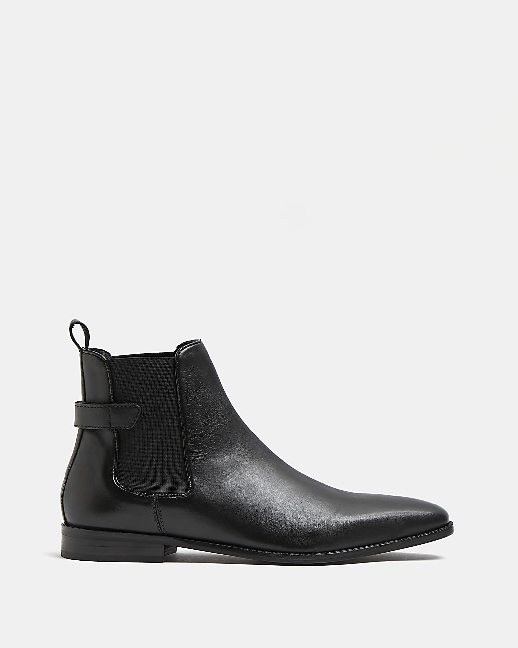 Black leather ankle strap Chelsea boots