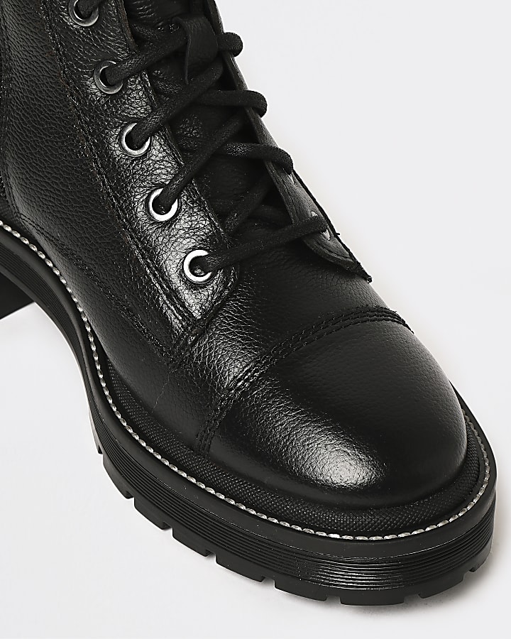 Black leather biker boots