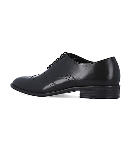 360 degree animation of product Black Leather brogue derby shoes frame-5