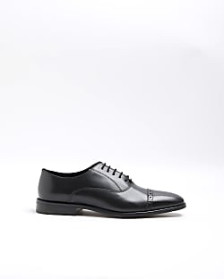 Black leather brogue oxford shoes