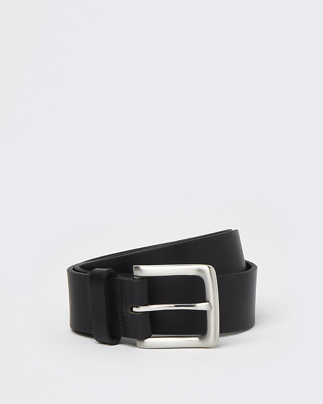 riverisland.com | Black leather buckle belt