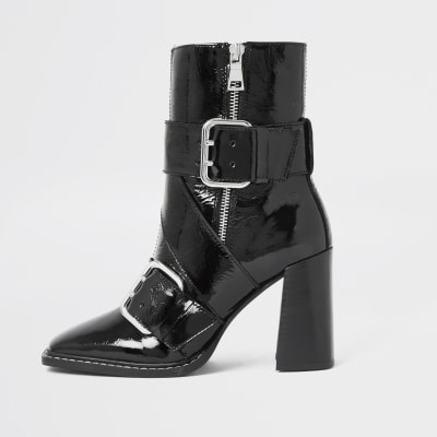 square toe boots with buckle