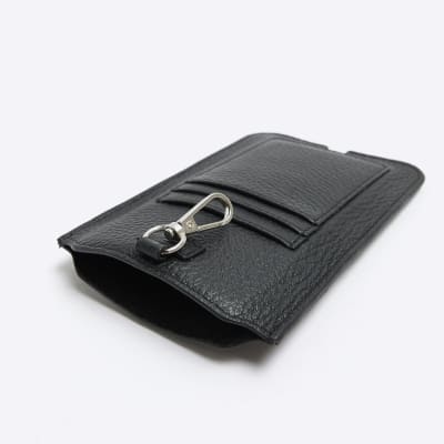 Black leather cardholder River Island