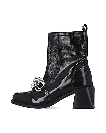 360 degree animation of product Black leather chain ankle boots frame-4