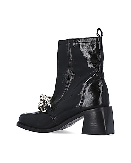 360 degree animation of product Black leather chain ankle boots frame-5
