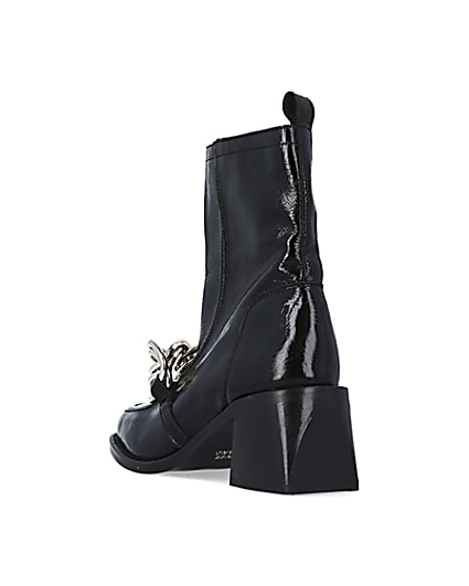 360 degree animation of product Black leather chain ankle boots frame-7