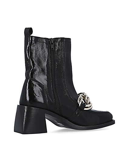 360 degree animation of product Black leather chain ankle boots frame-13