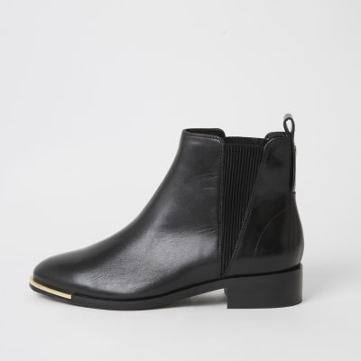 Black leather Chelsea ankle boots | River Island