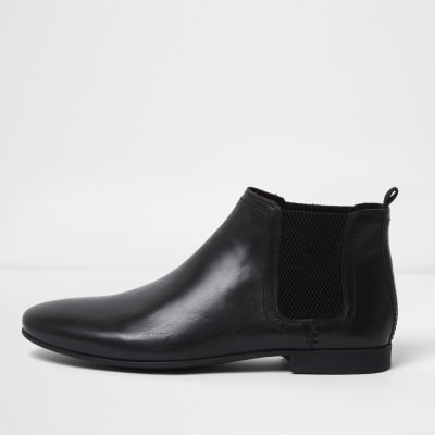 Black leather chelsea boots