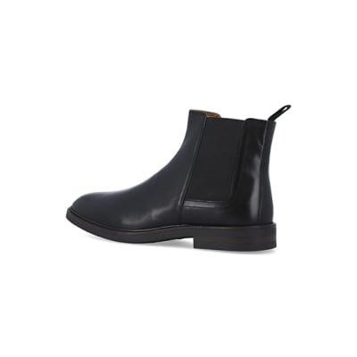 360 degree animation of product Black leather Chelsea boots frame-5
