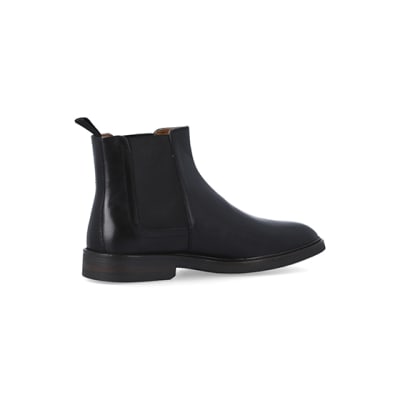 Black leather Chelsea boots | River Island