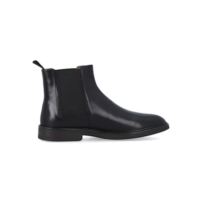 Black leather Chelsea boots | River Island