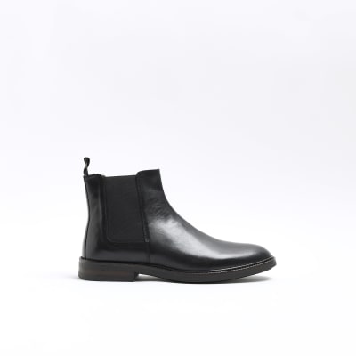 Black leather Chelsea boots River Island