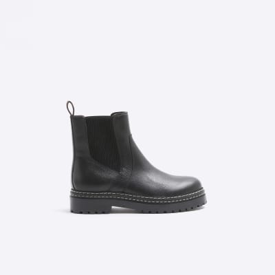 Black leather Chelsea boots River Island