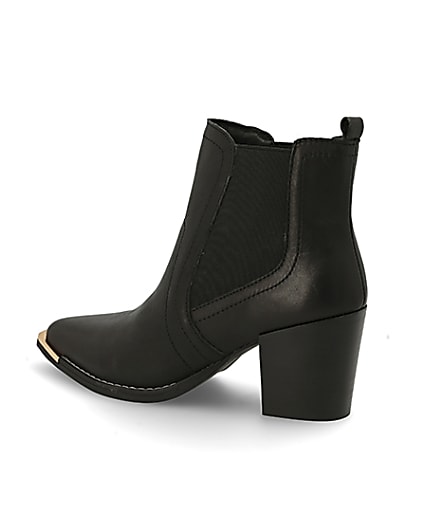 360 degree animation of product Black leather chelsea heeled ankle boots frame-5